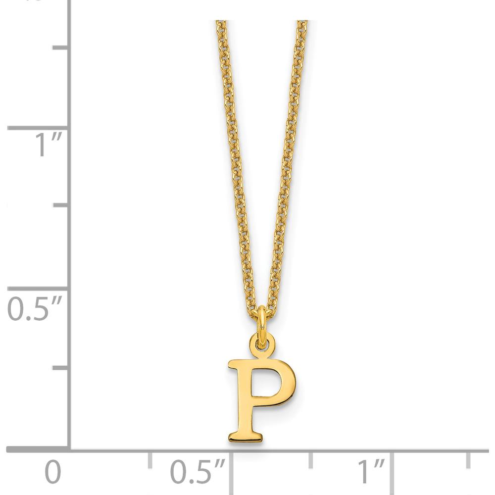 14K Yellow Gold Polished Initial "P" Necklace with Laser Cut Pendant - Personalized 18" Cable Chain by Oro Pregiato