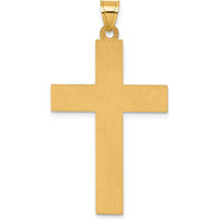 14K Yellow Gold Polished INRI Crucifix Cross Pendant with Rhodium Accent by Oro Pregiato