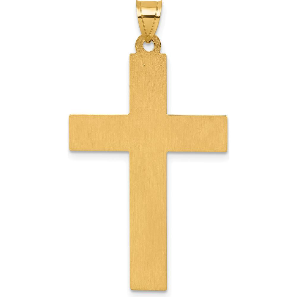 14K Yellow Gold Polished INRI Crucifix Cross Pendant with Rhodium Accent by Oro Pregiato