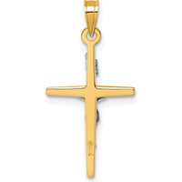 14K Yellow Gold Polished INRI Crucifix Cross Pendant with Rhodium Accents - 27.4mm Length by Oro Pregiato