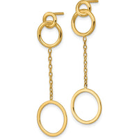 14K Yellow Gold Polished Interlocking Circles and Chain Drop Earrings by 0