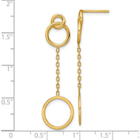14K Yellow Gold Polished Interlocking Circles and Chain Drop Earrings by 0