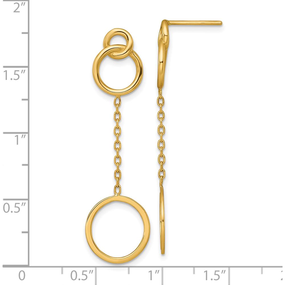 14K Yellow Gold Polished Interlocking Circles and Chain Drop Earrings by 0