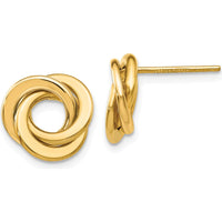 14K Yellow Gold Polished Intertwined Circles Post Earrings - Elegant Love Knot Design by 0