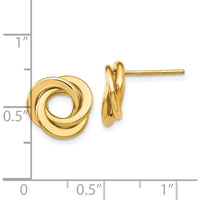 14K Yellow Gold Polished Intertwined Circles Post Earrings - Elegant Love Knot Design by 0