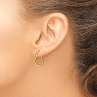 14K Yellow Gold Polished Intertwined Filigree Hoop Earrings - 18.1mm Length by 0