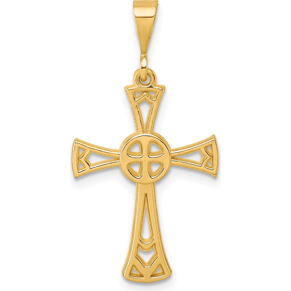 14K Yellow Gold Polished Iona Cross Pendant - 35.2mm by Oro Pregiato