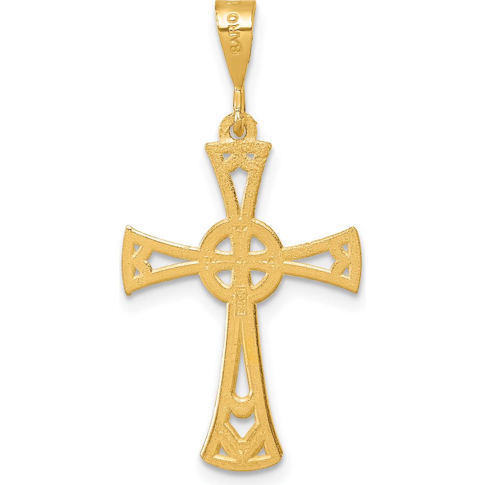 14K Yellow Gold Polished Iona Cross Pendant - 35.2mm by Oro Pregiato