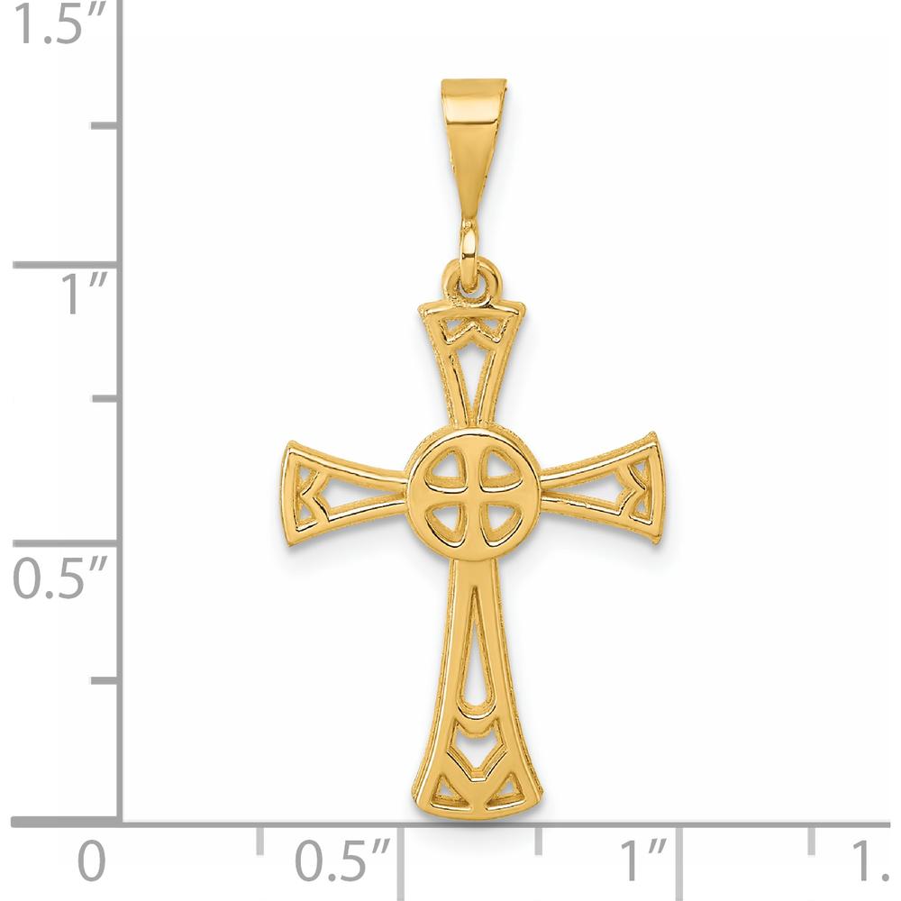 14K Yellow Gold Polished Iona Cross Pendant - 35.2mm by Oro Pregiato