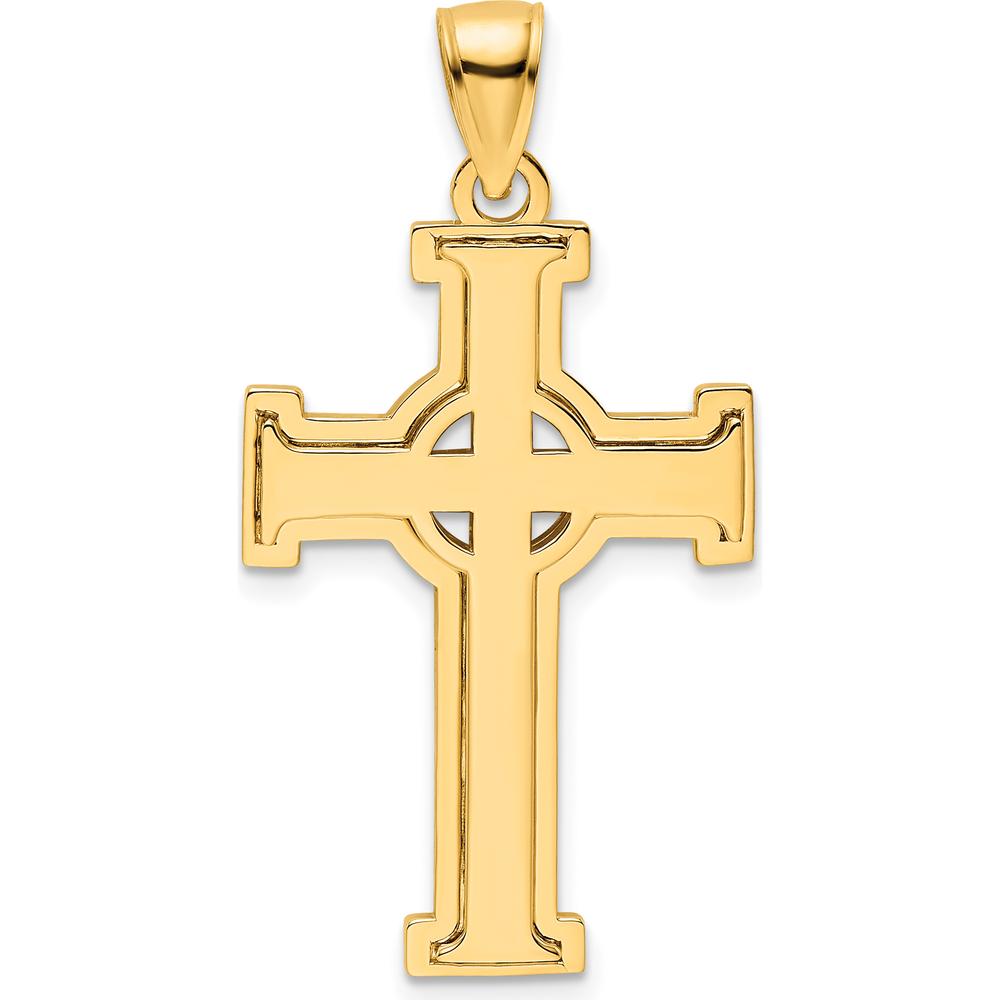 14K Yellow Gold Polished Iona Cross Pendant - 38mm Length by Oro Pregiato