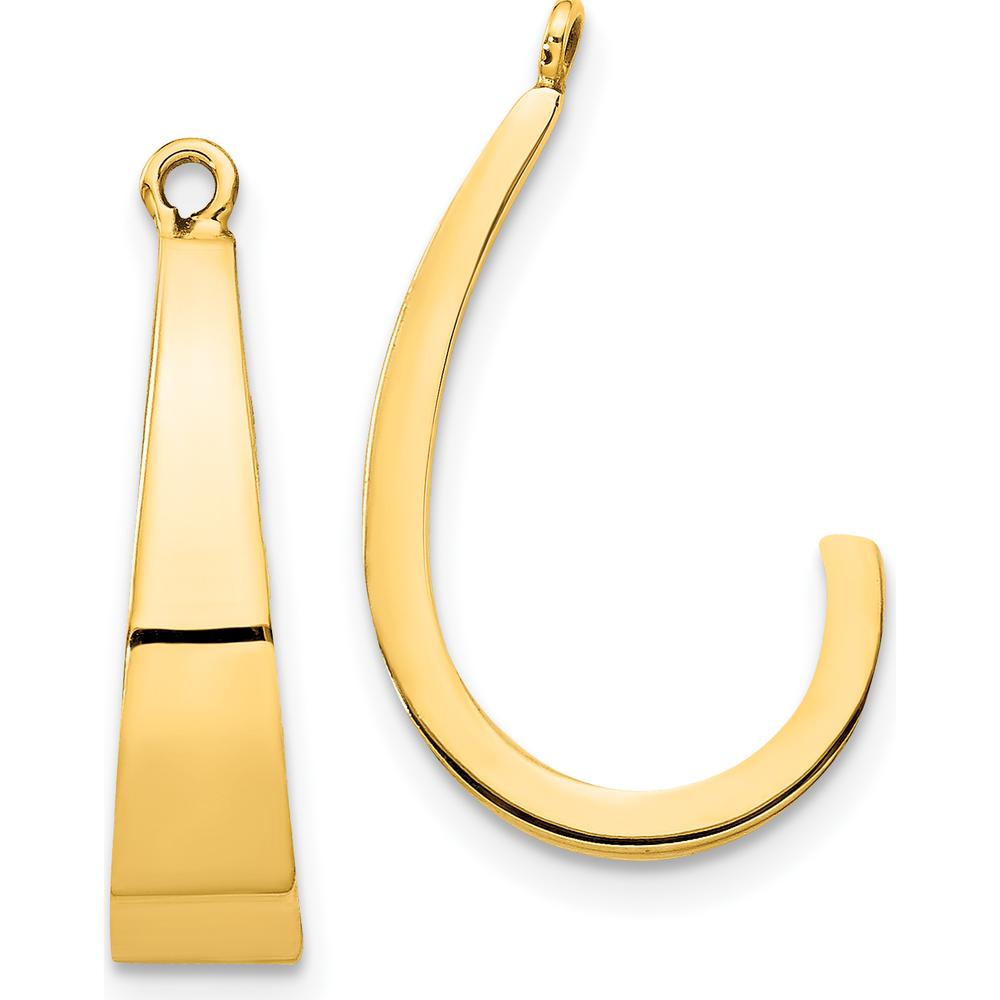 14K Yellow Gold Polished J-Hoop Earring Jackets - Classic Elegance by Oro Pregiato