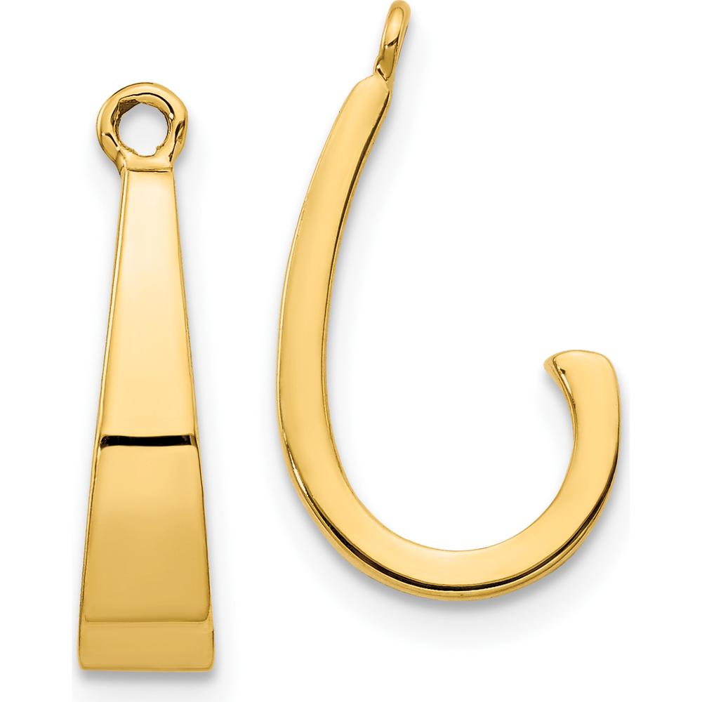 14K Yellow Gold Polished J-Hoop Earring Jackets by Oro Pregiato