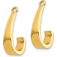 14K Yellow Gold Polished J-Hoop Earring Jackets by Oro Pregiato