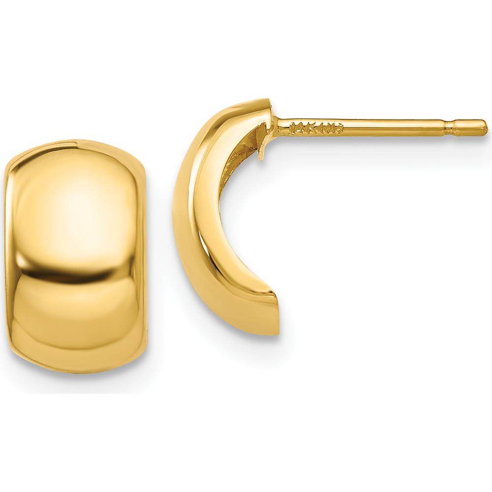 14K Yellow Gold Polished J-Hoop Earrings - 10mm Length by Oro Pregiato
