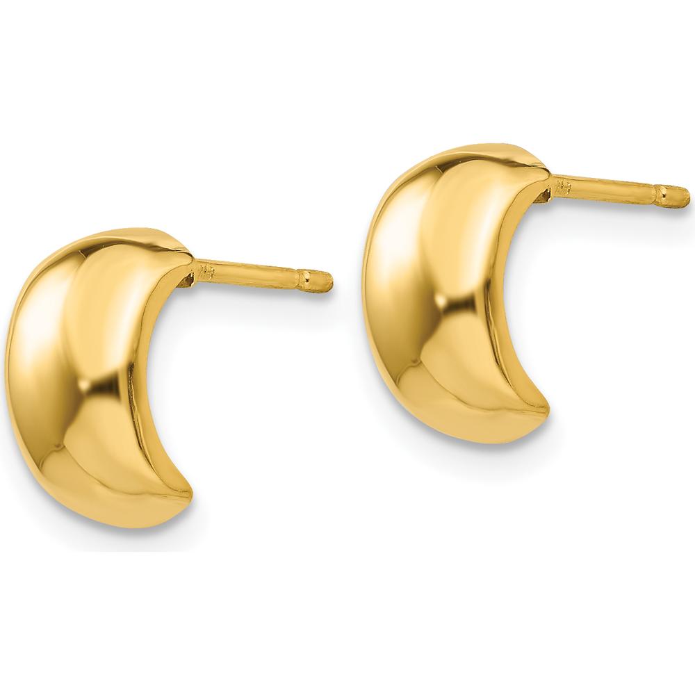 14K Yellow Gold Polished J-Hoop Earrings - 10mm Length by Oro Pregiato