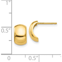 14K Yellow Gold Polished J-Hoop Earrings - 10mm Length by Oro Pregiato