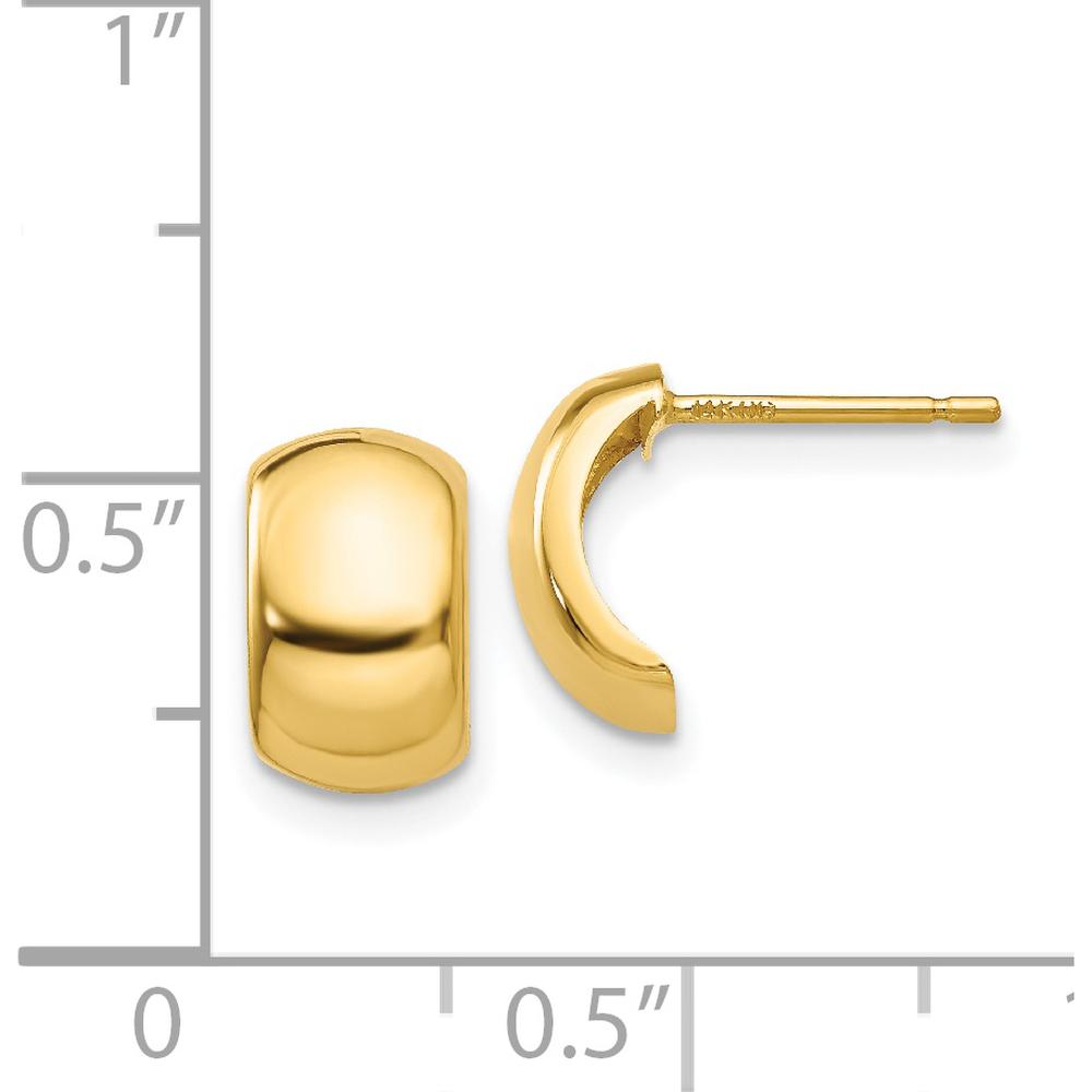 14K Yellow Gold Polished J-Hoop Earrings - 10mm Length by Oro Pregiato