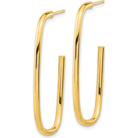 14K Yellow Gold Polished J-Hoop Earrings - 36.65mm Length by 0