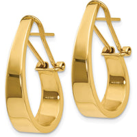 14K Yellow Gold Polished J-Hoop Earrings with Omega Clip Back - 22mm Length by Oro Pregiato