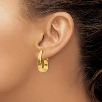 14K Yellow Gold Polished J-Hoop Earrings with Omega Clip Back - 22mm Length by Oro Pregiato