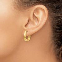 14K Yellow Gold Polished J-Hoop Omega Back Post Earrings - 18mm Length by Oro Pregiato