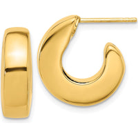 14K Yellow Gold Polished J-Hoop Post Earrings - 17.75mm Length by Oro Pregiato
