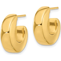 14K Yellow Gold Polished J-Hoop Post Earrings - 17.75mm Length by Oro Pregiato