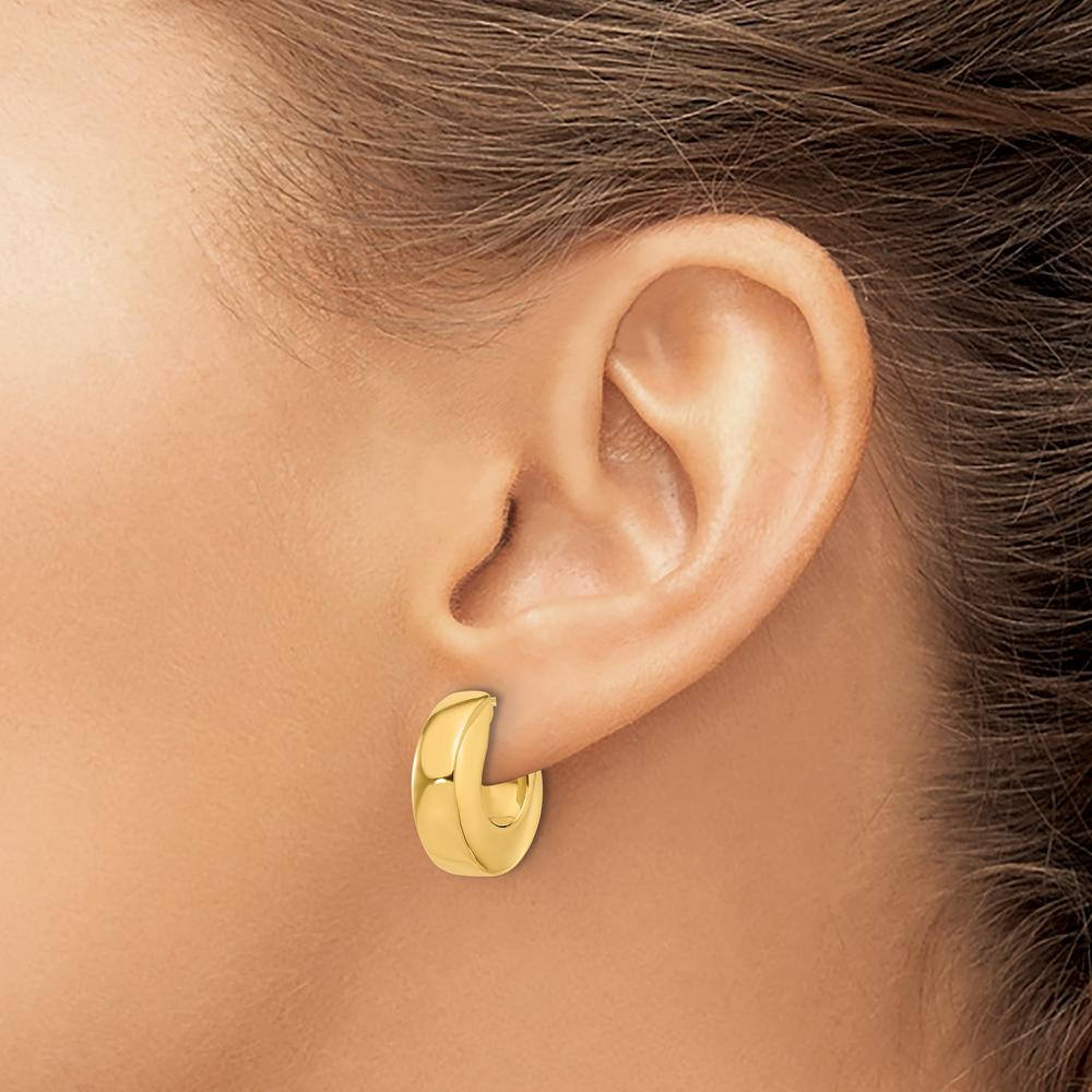 14K Yellow Gold Polished J-Hoop Post Earrings - 17.75mm Length by Oro Pregiato