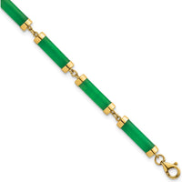14K Yellow Gold Polished Jade Bar Bracelet - 7" Length by 0