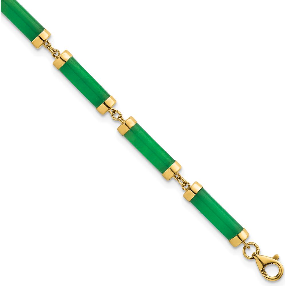 14K Yellow Gold Polished Jade Bar Bracelet - 7" Length by 0