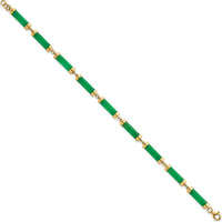 14K Yellow Gold Polished Jade Bar Bracelet - 7" Length by 0