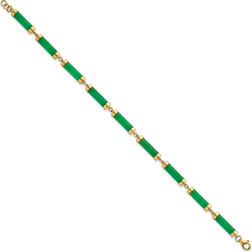 14K Yellow Gold Polished Jade Bar Bracelet - 7" Length by 0