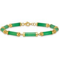 14K Yellow Gold Polished Jade Bar Bracelet - 7" Length by 0
