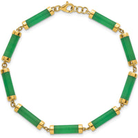 14K Yellow Gold Polished Jade Bar Bracelet - 7" Length by 0
