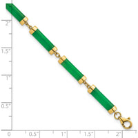 14K Yellow Gold Polished Jade Bar Bracelet - 7" Length by 0