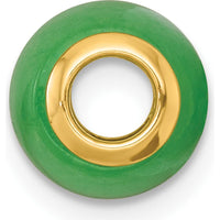 14K Yellow Gold Polished Jade Oval Barrel Bead Slide Pendant - Natural Green Jade by Oro Pregiato