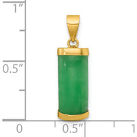 14K Yellow Gold Polished Jade Rectangular Bar Pendant - Natural Green Jade by Oro Pregiato