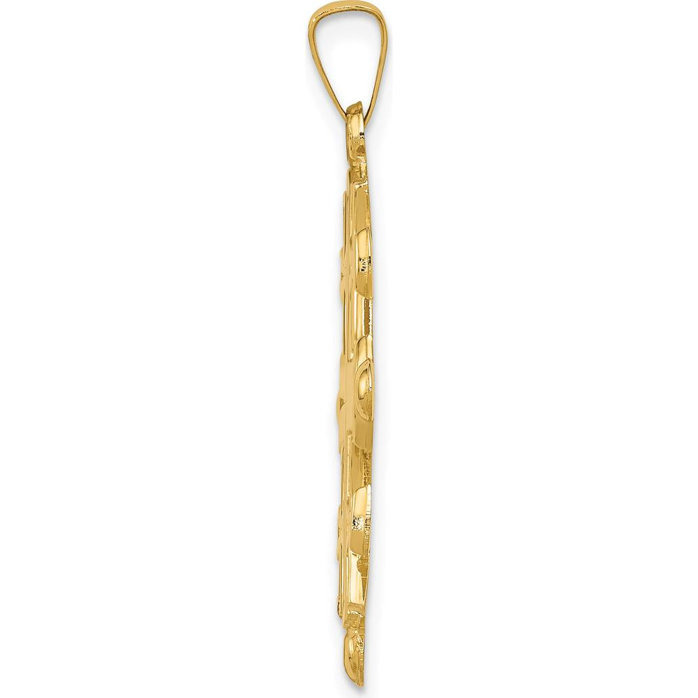 14K Yellow Gold Polished Jerusalem Cross Pendant - 32mm Length by Oro Pregiato