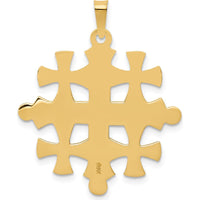 14K Yellow Gold Polished Jerusalem Cross Pendant - 32mm Length by Oro Pregiato