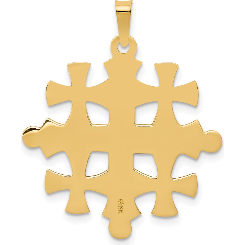 14K Yellow Gold Polished Jerusalem Cross Pendant - 32mm Length by Oro Pregiato