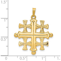 14K Yellow Gold Polished Jerusalem Cross Pendant - 32mm Length by Oro Pregiato