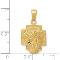 14K Yellow Gold Polished Jesus Head Pendant with Crown - Solid Cast Design by Oro Pregiato