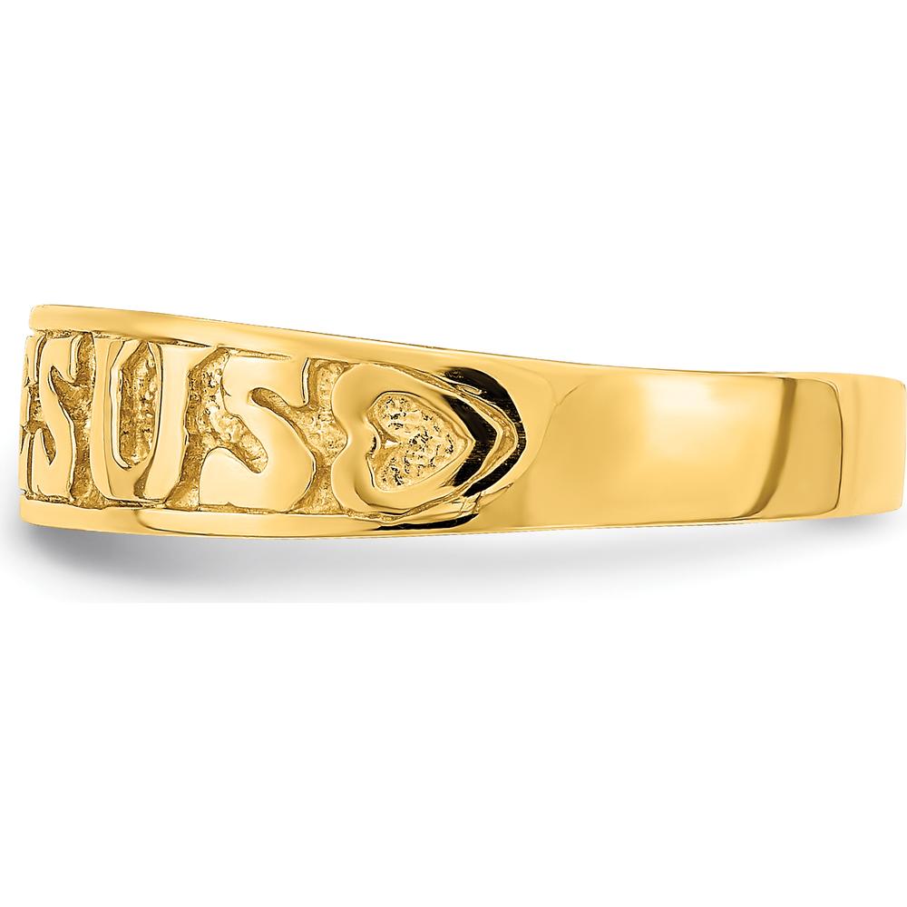 14K Yellow Gold Polished Jesus with Hearts Ring by Oro Pregiato