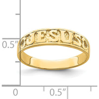 14K Yellow Gold Polished Jesus with Hearts Ring by Oro Pregiato