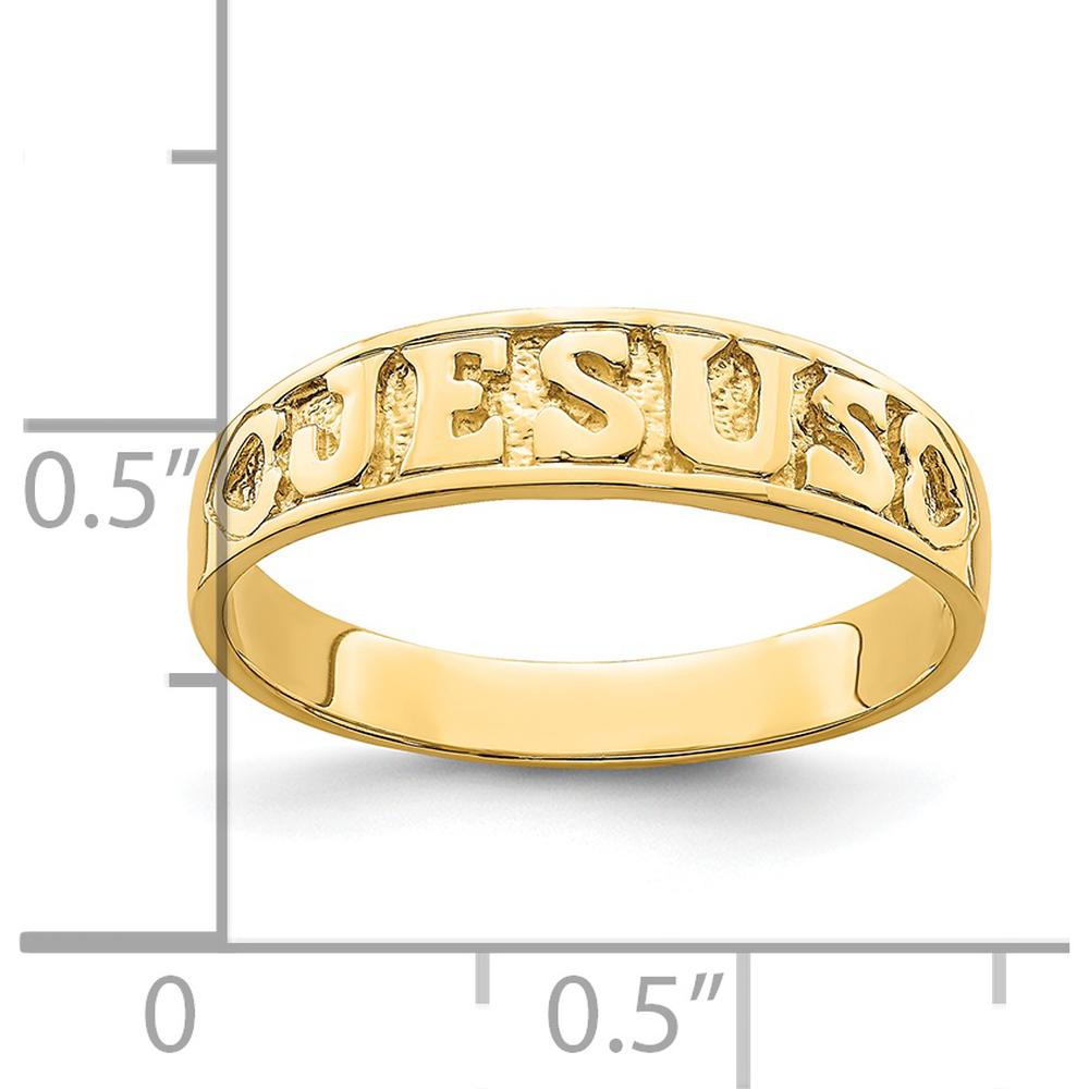 14K Yellow Gold Polished Jesus with Hearts Ring by Oro Pregiato