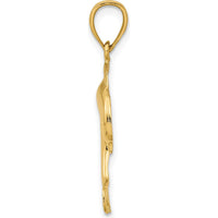 14K Yellow Gold Polished Jumping Dolphin Pendant - 30mm by Oro Pregiato