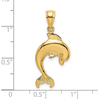14K Yellow Gold Polished Jumping Dolphin Pendant - 30mm by Oro Pregiato
