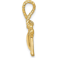 14K Yellow Gold Polished Key and Heart Lock Charm Pendant - 22mm Length by Oro Pregiato