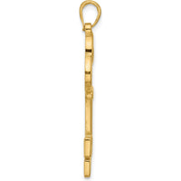 14K Yellow Gold Polished Key Pendant with Textured Back - 38.7mm Length by Oro Pregiato