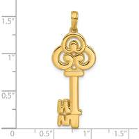 14K Yellow Gold Polished Key Pendant with Textured Back - 38.7mm Length by Oro Pregiato